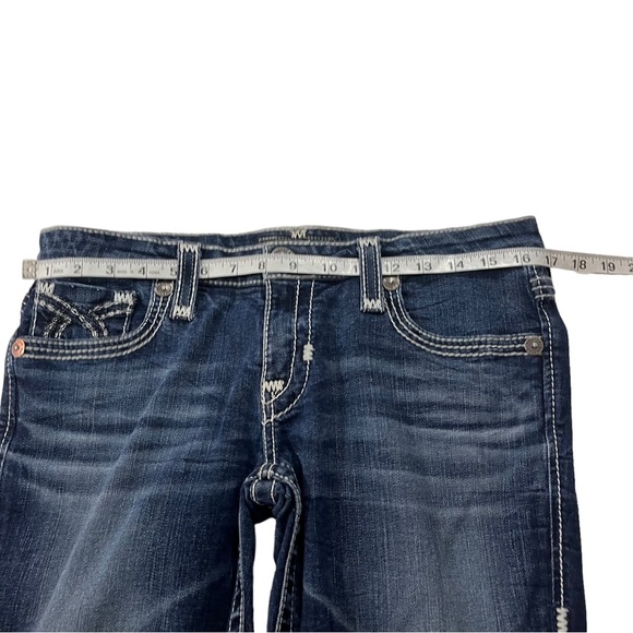 Big Star Liv Slim Boot Women Dark Wash Jeans Sz 30Lx34 Flap Pockets Thick Stitch - Picture 3 of 15